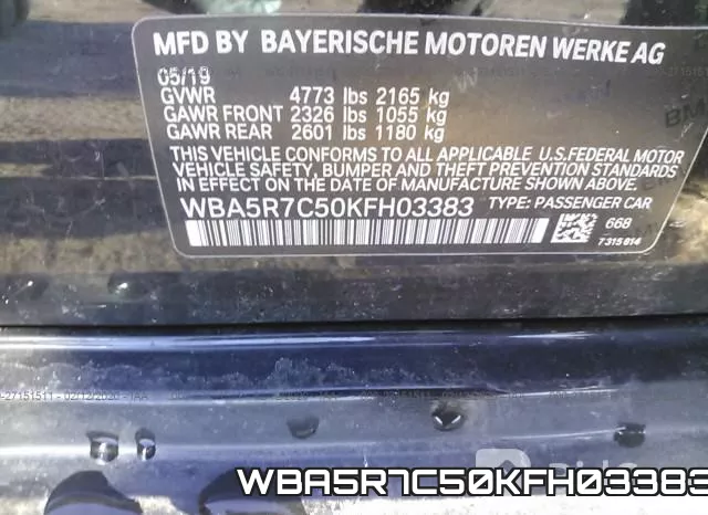 WBA5R7C50KFH03383 фото 8