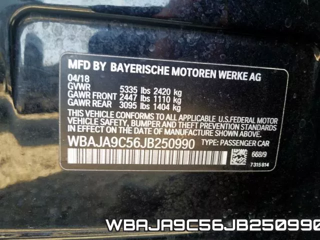 WBAJA9C56JB250990 фото 2