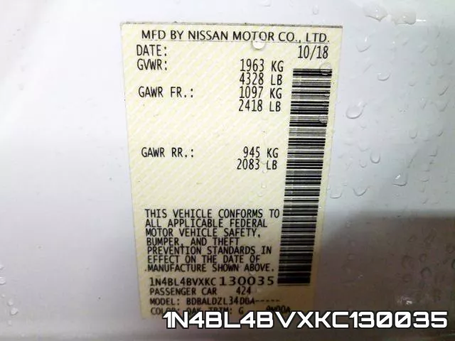 1N4BL4BVXKC130035 фото 2