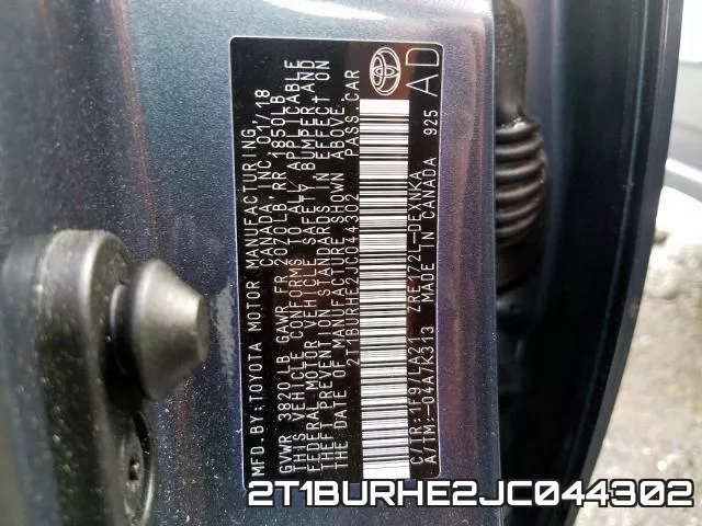 2T1BURHE2JC044302 фото 2
