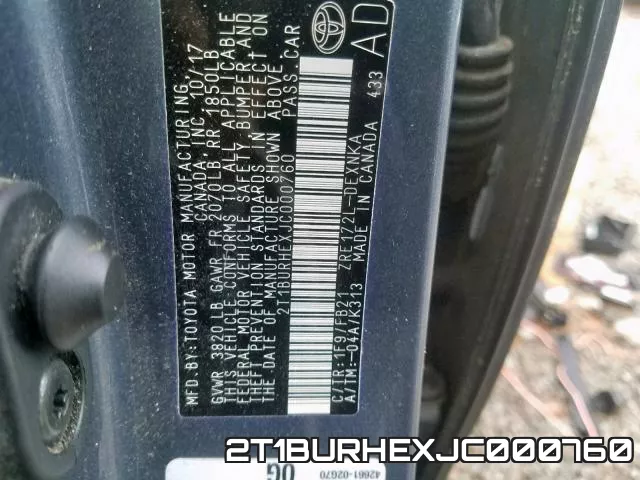 2T1BURHEXJC000760 фото 2