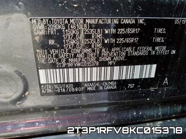 2T3P1RFV8KC015378 фото 2