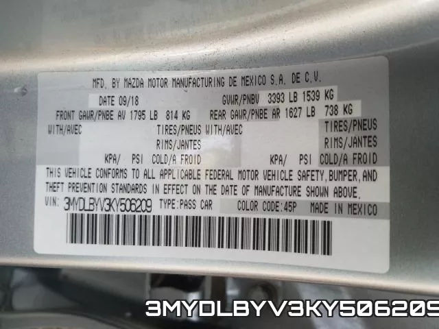 3MYDLBYV3KY506209 фото 2