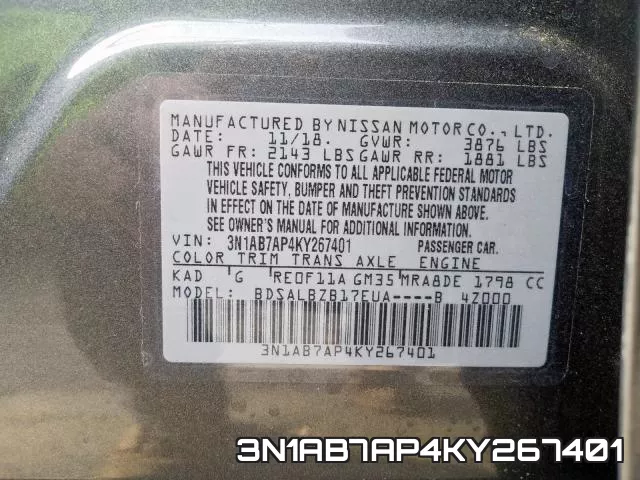 3N1AB7AP4KY267401 фото 2