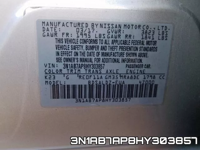 3N1AB7AP8HY303857 фото 2