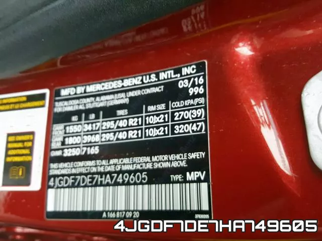 4JGDF7DE7HA749605 фото 2
