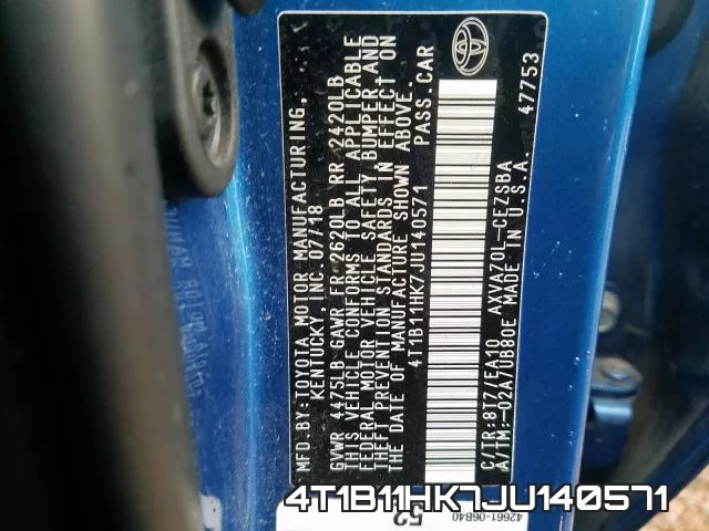 4T1B11HK7JU140571 фото 2