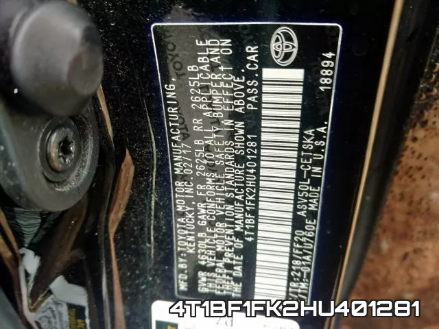4T1BF1FK2HU401281 фото 2