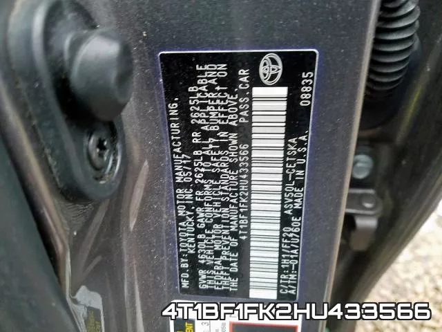 4T1BF1FK2HU433566 фото 2
