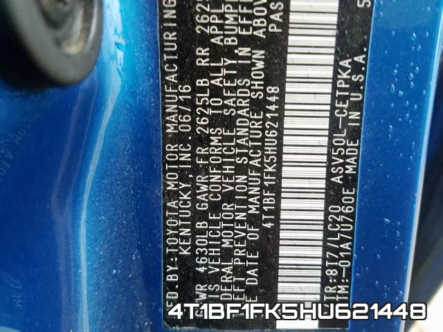 4T1BF1FK5HU621448 фото 2