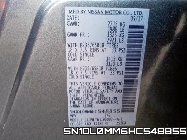 5N1DL0MM6HC548855 фото 2