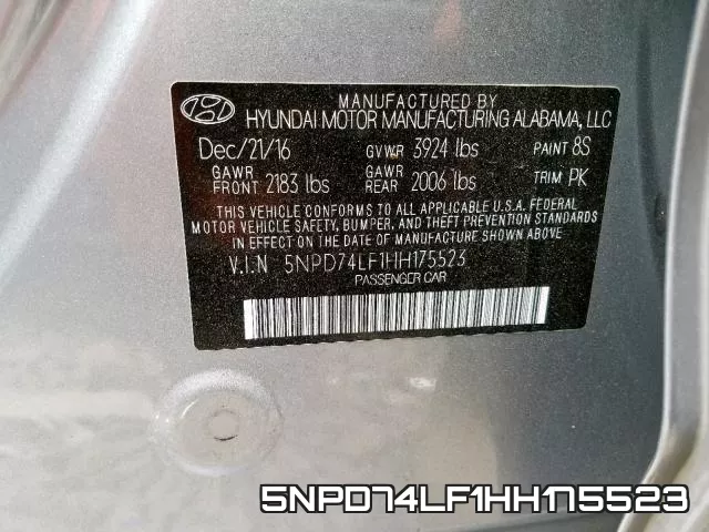 5NPD74LF1HH175523 фото 2