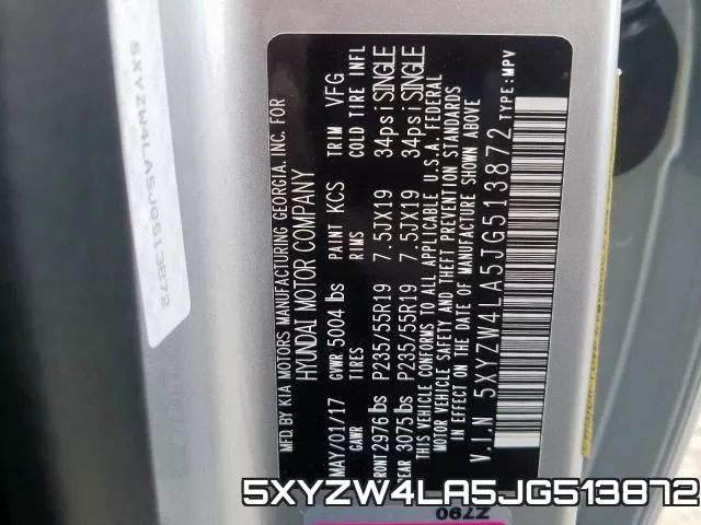 5XYZW4LA5JG513872 фото 2