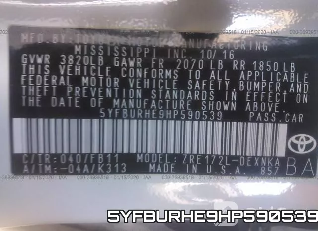 5YFBURHE9HP590539 фото 6