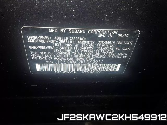 JF2SKAWC2KH549912 фото 2