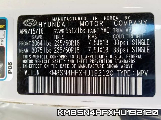 KM8SN4HFXHU192120 фото 2