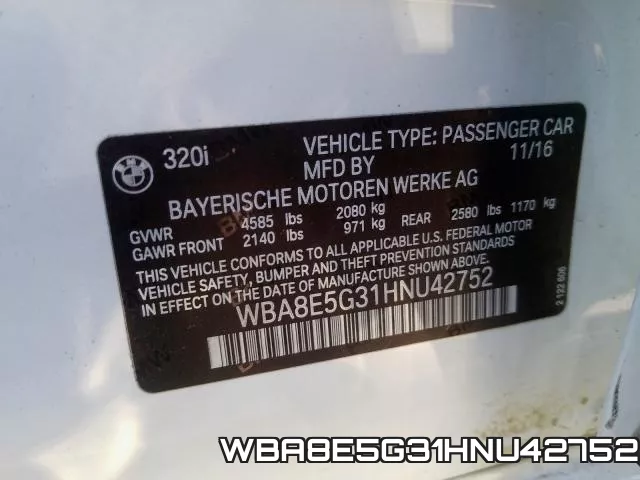 WBA8E5G31HNU42752 фото 2