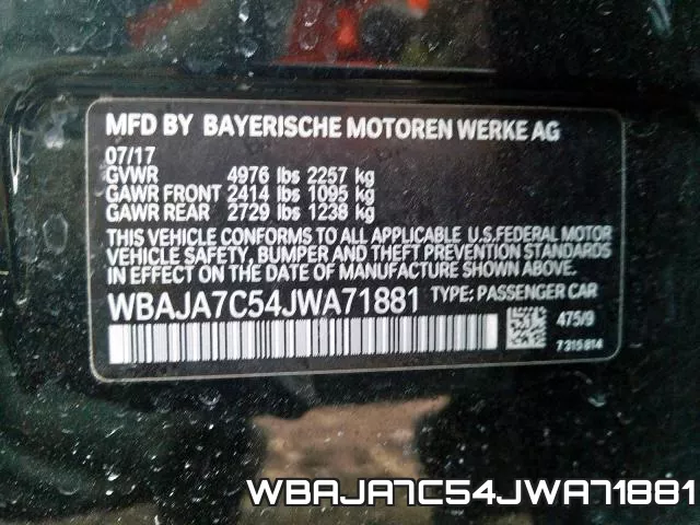 WBAJA7C54JWA71881 фото 2