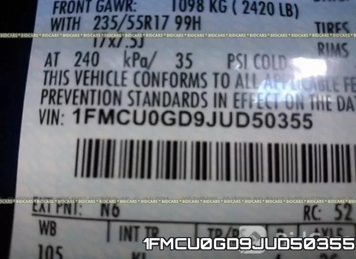 1FMCU0GD9JUD50355 фото 10