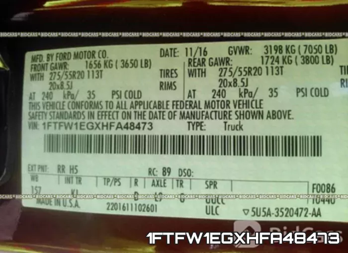 1FTFW1EGXHFA48473 фото 9