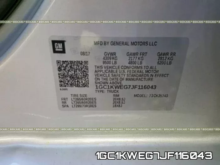 1GC1KWEG7JF116043 фото 2
