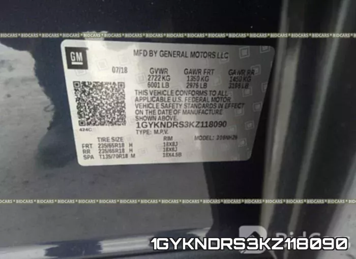 1GYKNDRS3KZ118090 фото 10