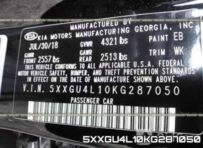 5XXGU4L10KG287050 фото 10