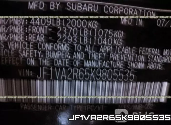 JF1VA2R65K9805535 фото 10