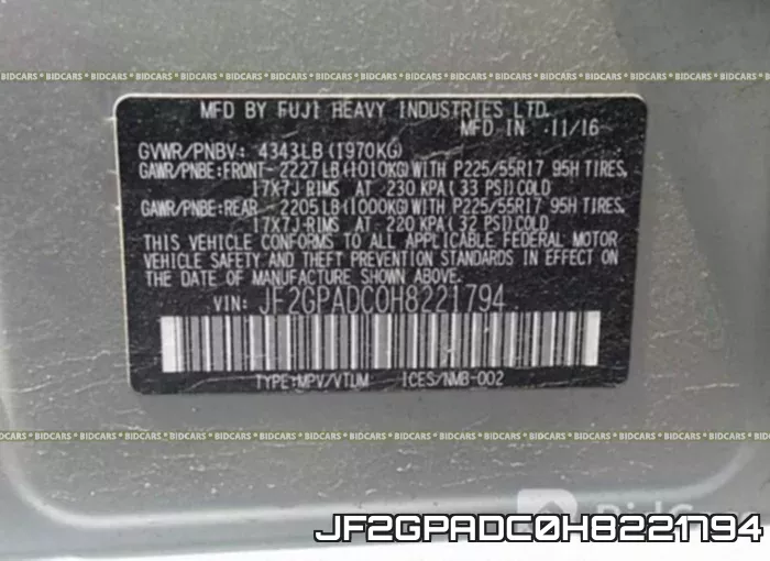 JF2GPADC0H8221794 фото 10