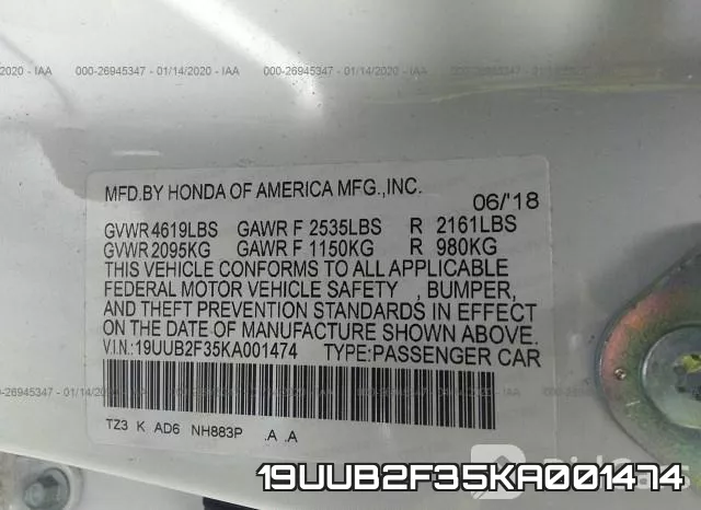 19UUB2F35KA001474 фото 9