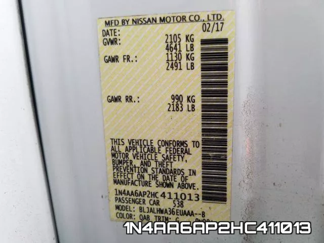 1N4AA6AP2HC411013 фото 2