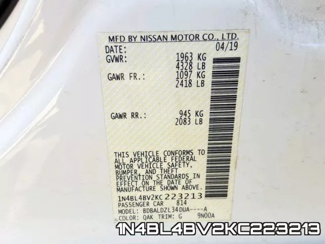 1N4BL4BV2KC223213 фото 2