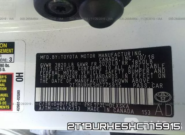 2T1BURHE5HC775915 фото 6