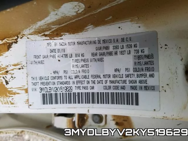 3MYDLBYV2KY519629 фото 2