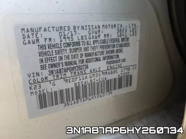 3N1AB7AP6HY260734 фото 2