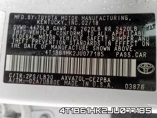 4T1B61HK2JU077185 фото 2