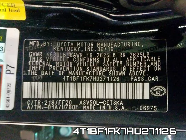 4T1BF1FK7HU271126 фото 2