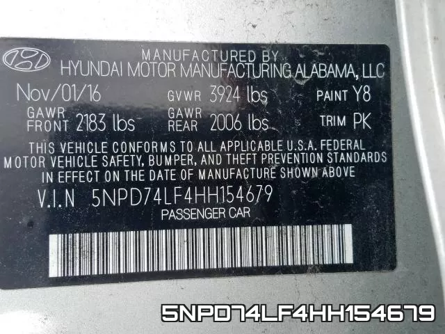 5NPD74LF4HH154679 фото 2