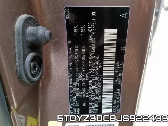5TDYZ3DC8JS922433 фото 2
