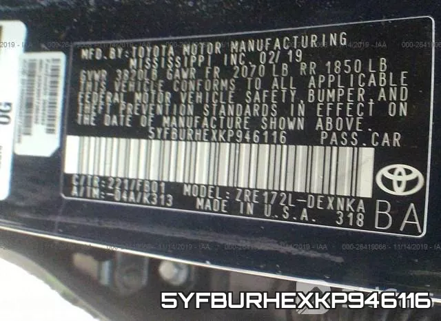 5YFBURHEXKP946116 фото 8