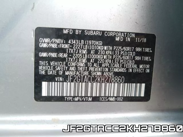 JF2GTACC2KH278860 фото 2