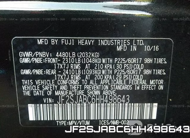 JF2SJABC6HH498643 фото 7