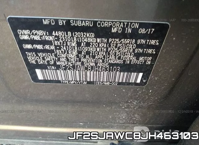 JF2SJAWC8JH463103 фото 9