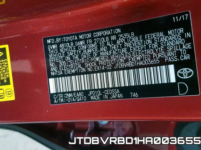JTDBVRBD1HA003655 фото 2