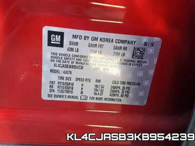 KL4CJASB3KB954239 фото 2