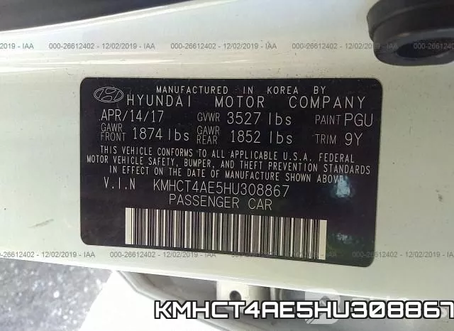 KMHCT4AE5HU308867 фото 9