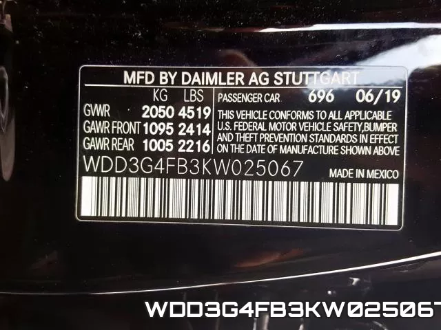 WDD3G4FB3KW025067 фото 2