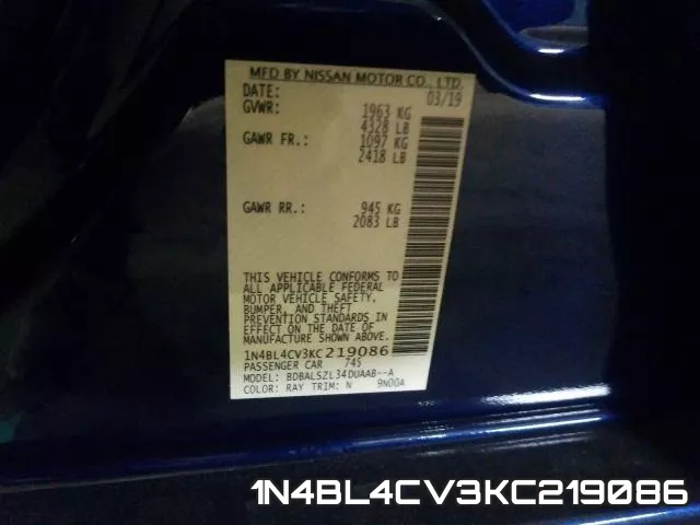 1N4BL4CV3KC219086 фото 2