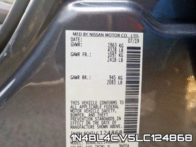 1N4BL4CV5LC124868 фото 2