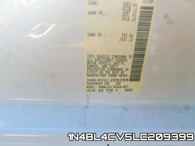 1N4BL4CV5LC209399 фото 2
